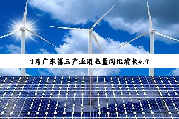7月广东第三产业用电量同比增长4.95%